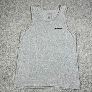 Patagonia P-6 Logo Responsibili-Tee Tank Top Mens Small Gray Cotton Blend